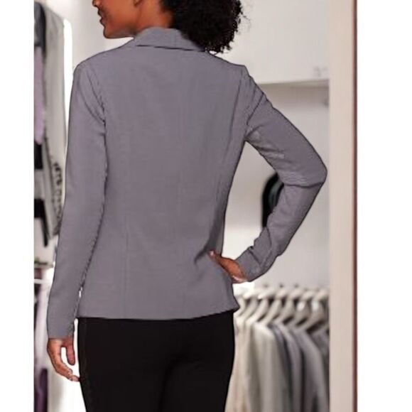 Gentle Used H by Halston Gray Woven Flyaway Blazer with Ribbed Arm Panel Size 6 - Picture 3 of 11